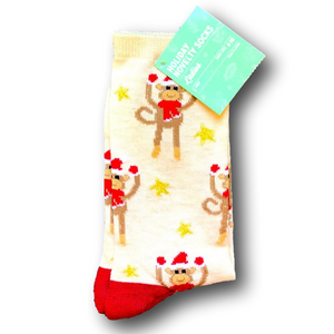 3/$15 Santa Sock Monkeys Christmas Holiday Funny Socks - NWT